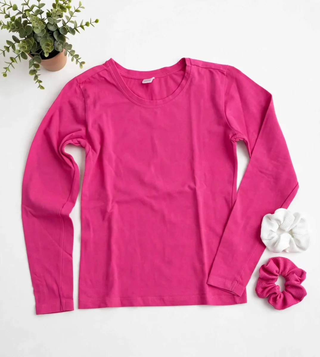 Tee-shirt manches longues rose fushia enfants filles 9 ans